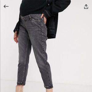 Topshop Maternity overbump washed black mom jeans